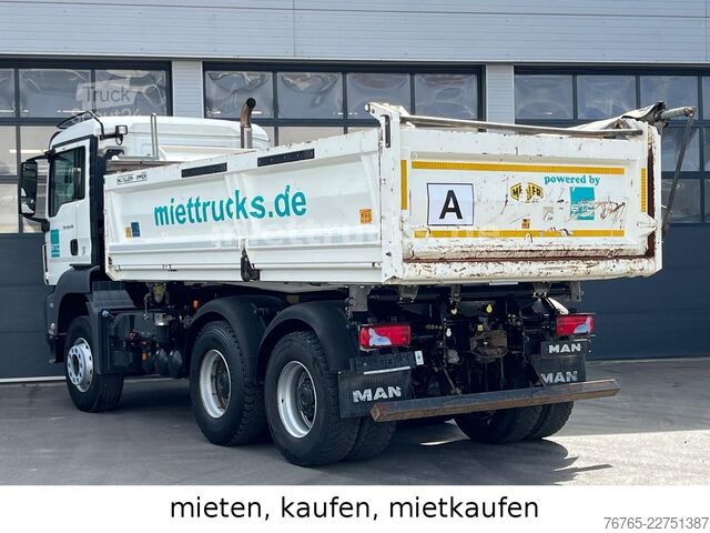 Camión volquete trilateral MAN 26.470 6x4 Meiller Bordmatik Mietkauf 1599 Euro