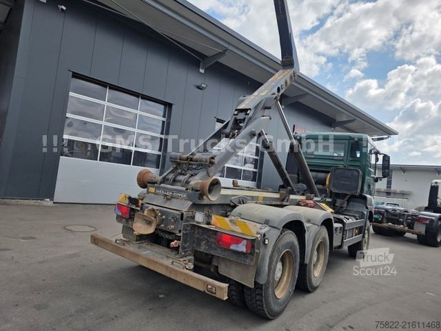 Kanca kasalı yük kamyonu (roll-off) MAN TGS 33.440 / 6X6 Allrad / Meiller / Full Steel