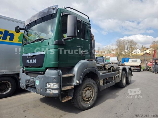 Kanca kasalı yük kamyonu (roll-off) MAN TGS 33.440 / 6X6 Allrad / Meiller / Full Steel