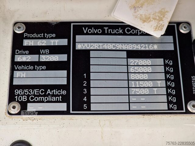 Standard-SZM Volvo FH 13.500 Globetrotter XL 6x2 - PTO/Hydraulic -...