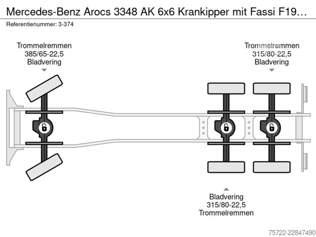 3-Seiten-Kipper Mercedes-Benz Arocs 3348 AK 6x6 Krankipper mit Fassi F195A2.24