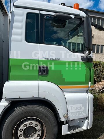 Autocarro con cassone fisso MAN TGS 26.480 / 19m Kran Palfinger PK 18502 FUNK
