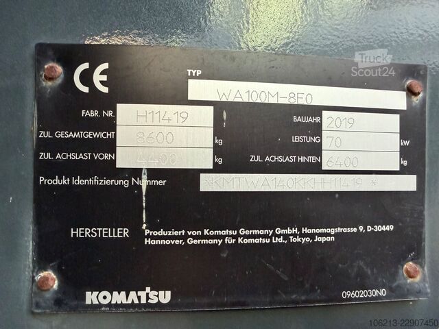Chargeuse sur pneus KOMATSU WA 100 M-8E0 **Top Zustand **