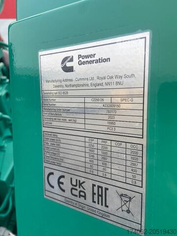 Agregado Cummins C2250D5 - 2.250 kVA Genset - QSK60 - DPX-18536-A