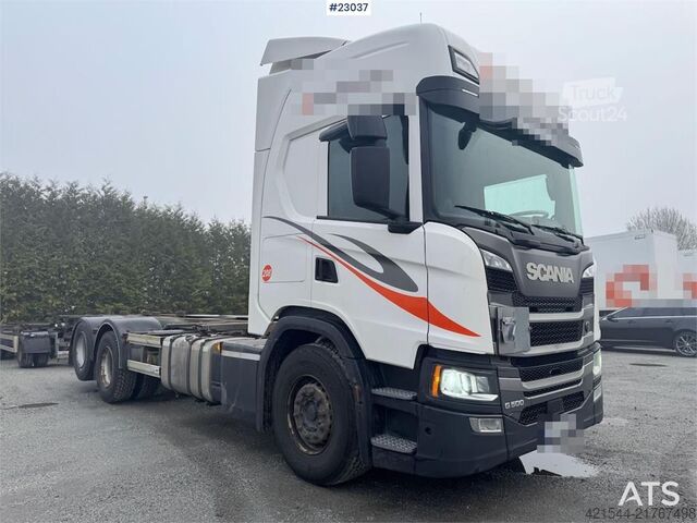 Alusta ja ohjaamo Scania G500 6x2 container chassis truck