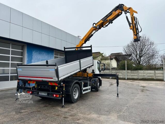 Camion ribaltabile trilaterale con gru Iveco Eurocargo 180-280