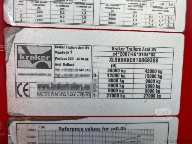Schubboden Kraker CF-Z Walkingfloor / 90M3 / SAF + Disc Brakes