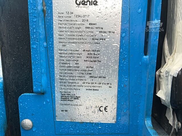 Piekabē montējams izlices pacēlājs Genie TZ34 (12m)