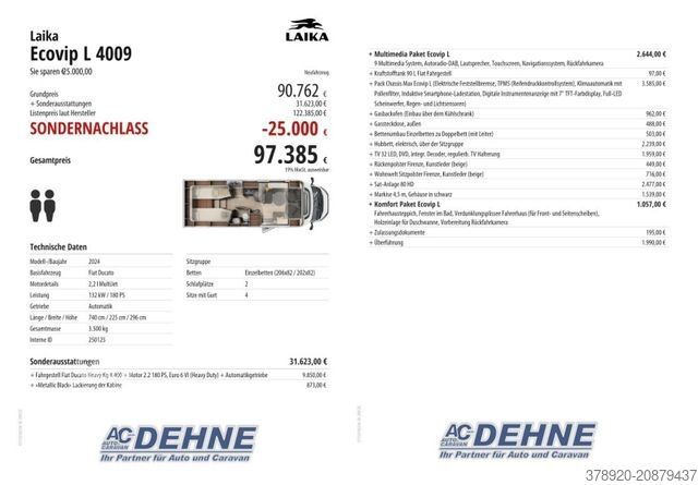 Półzintegrowany kamper LAIKA Ecovip L 4009 Sie sparen EUR 25.000,00