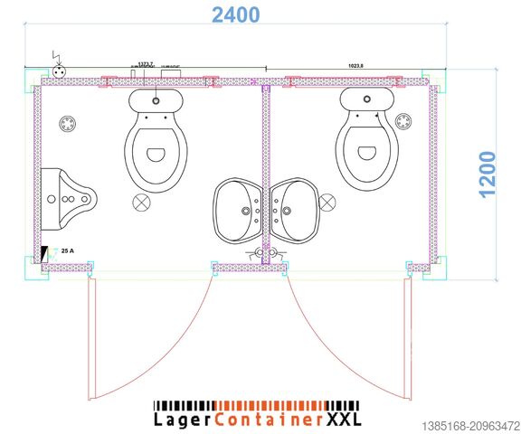 Contenedor de baño Elipo® Container WC Sanitärcontainer Toilette Doppelkabin