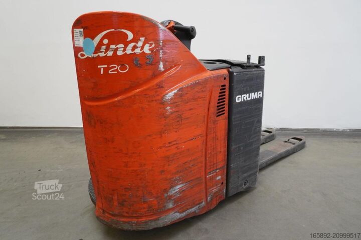 Elektrische meelooppallettruck met sta-platform Linde T 20 SP 131