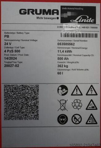 Truckbatteri GRUMA 24 Volt 4 TPzS 500 Ah