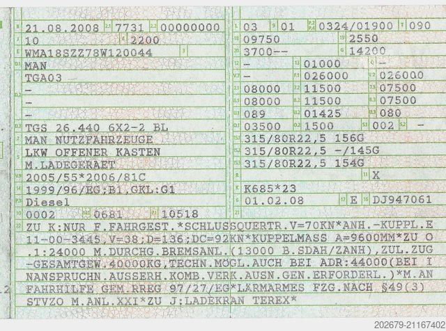 Grúa montada en camión MAN TGS 26.440 EUR4 KRAN ATLAS 190.2 BAUSTOFF