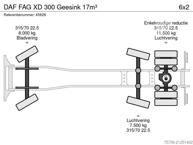 Автомобил за събиране на отпадъци DAF FAG XD 300 Geesink 17m³