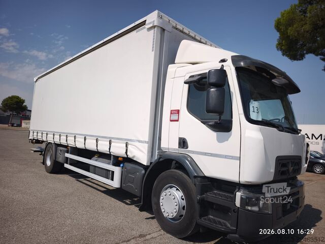 شاحنة بمسطحة ومشمع RENAULT 18.280 D WIDE EURO 6