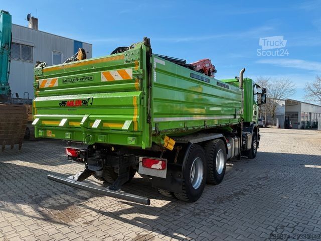 Üç taraflı damperli kamyon SCANIA G450 Kipper KRan Atlas 206.3E AHK Bordmatic FUNK