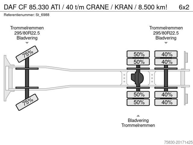 Vrachtwagen met kraan DAF CF 85.330 ATI / 40 t/m CRANE / KRAN / 8.500 km!