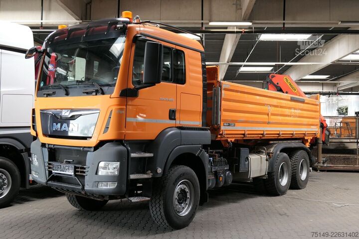 Tresidig tippbil MAN 26.480 TGS, Palfinger PK23002-SH, abnehmbar,Funk