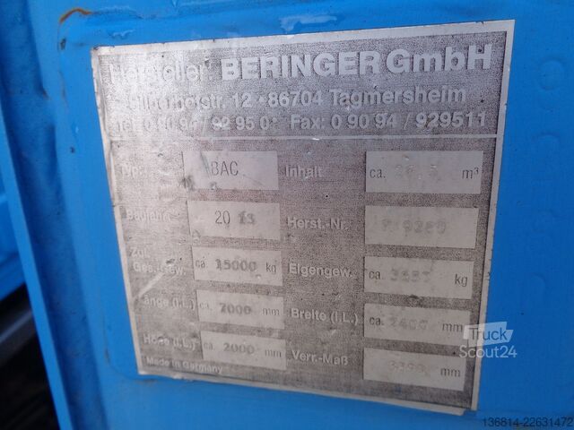 شاحنة قلّابة بذراع تحميل متحرك  Beringer Schrottmulde Penz 15LR 10.10 Kran