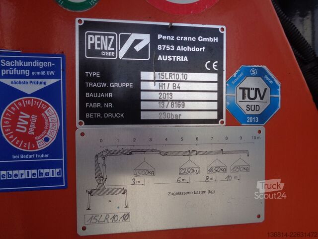شاحنة قلّابة بذراع تحميل متحرك  Beringer Schrottmulde Penz 15LR 10.10 Kran