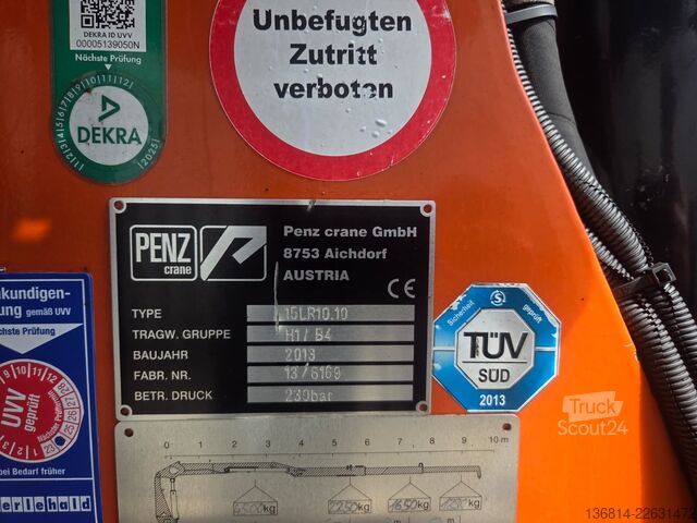 شاحنة قلّابة بذراع تحميل متحرك  Beringer Schrottmulde Penz 15LR 10.10 Kran