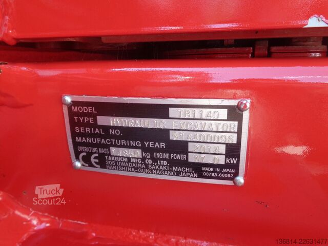 حفارة مجنزرة TAKEUCHI TB1140 Lehnhoff SW10-3 + Löffel