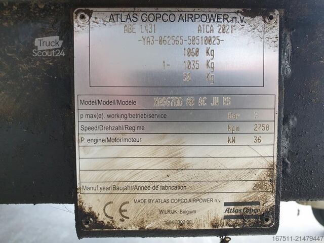 Compressore frigorifero Atlas Copco XAS 67 DD - G