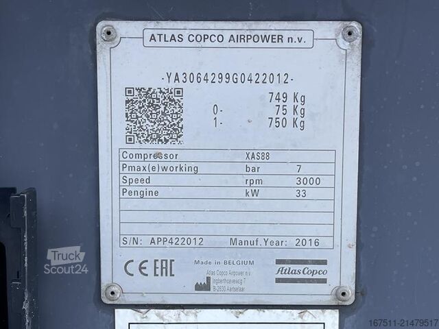 Compressore frigorifero Atlas Copco XAS 88
