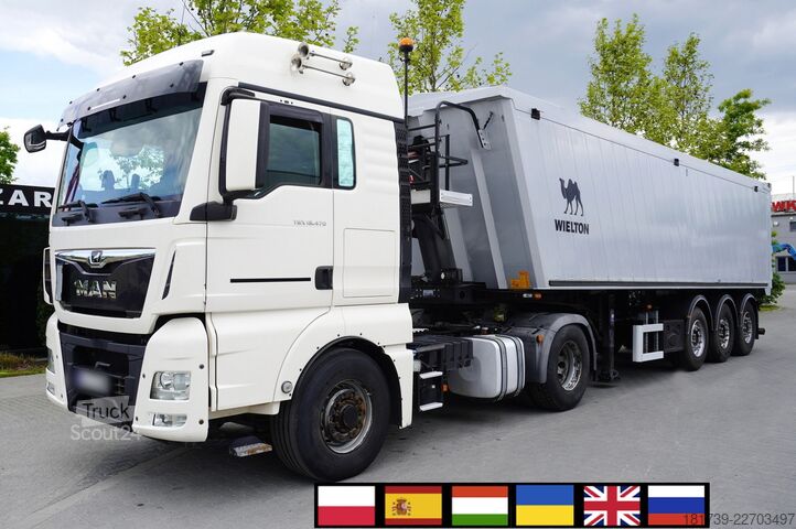 Trekker met kipper oplegger MAN TGX 18.470 4x4H tractor unit / Wielton