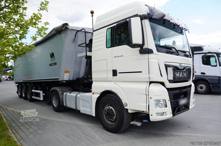 Trekker met kipper oplegger MAN TGX 18.470 4x4H tractor unit / Wielton