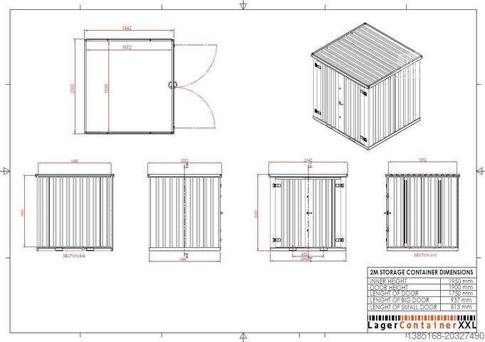 Jūrų konteineris Elipo Schnellbaucontainer Baucontainer Lagercontainer 2m x 2m mit Doppeltür NEU