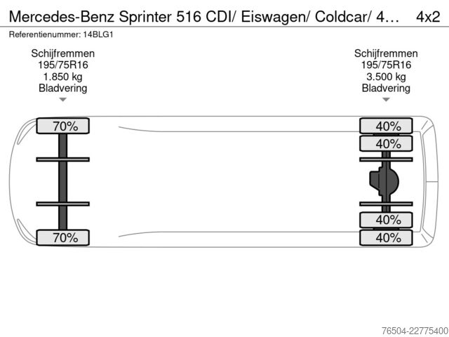 Valigia refrigerata Mercedes-Benz Sprinter 516 CDI/ Eiswagen/ Coldcar/ 4+4/ Airco