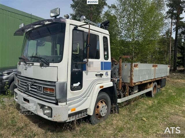 Kranbil Volvo FL4 Flatbed Truck with HMF Crane – Sold as a Repai