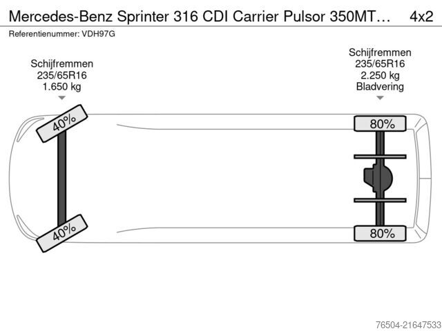 Kühlkastenwagen Mercedes-Benz Sprinter 316 CDI Carrier Pulsor 350MT Bitemp +2...