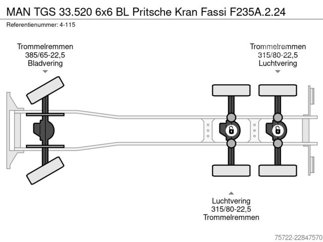 Nakladalna ploščad MAN TGS 33.520 6x6 BL Pritsche Kran Fassi F235A.2.24