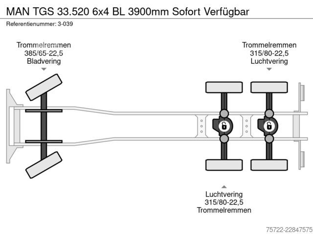Šasija s kabino MAN TGS 33.520 6x4 BL 3900mm Sofort Verfügbar