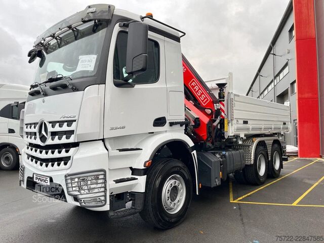 3-sidet tippelad Mercedes-Benz Arocs 3348 6x4 BB Dreiseitenkipper FASSI F195A