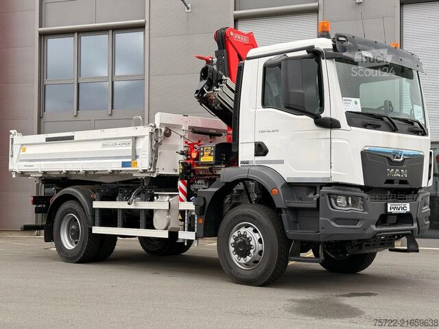 3 oldalú billenő MAN TGM 18.320 4x4 Meiller Trigenius FASSI F135