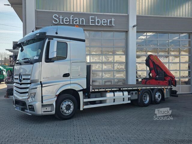 Plattformanhänger Mercedes-Benz Actros 2543 L 6x2 Palfinger PK 18002-EH D Funk
