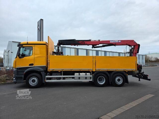 Plattformanhänger Mercedes-Benz Arocs 2545 L 6x2 HMF 2110L Zange Retarder