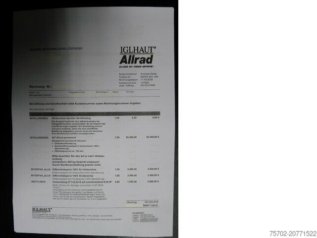 Furgone a tetto alto Mercedes-Benz 419 Sprinter Tourer IGLHAUT ALLRAD 9-Sitzer