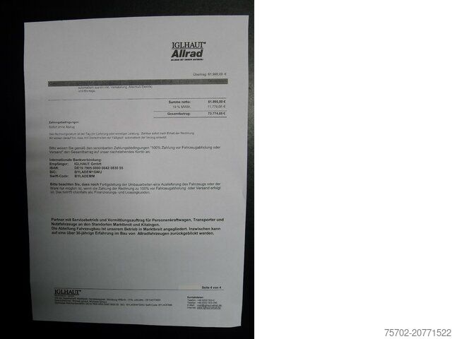 Furgone a tetto alto Mercedes-Benz 419 Sprinter Tourer IGLHAUT ALLRAD 9-Sitzer