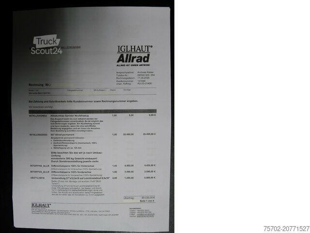 Furgone a tetto alto Mercedes-Benz 419 Sprinter Tourer IGLHAUT ALLRAD 9-Sitzer