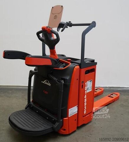 Elektrische meelooppallettruck met sta-platform Linde T 20 AP 1156-00