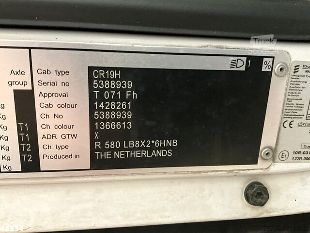 Camion-grue Scania R 580 8x2 V8 Retarder Euro 6 HMF 50 Tonmeter la...