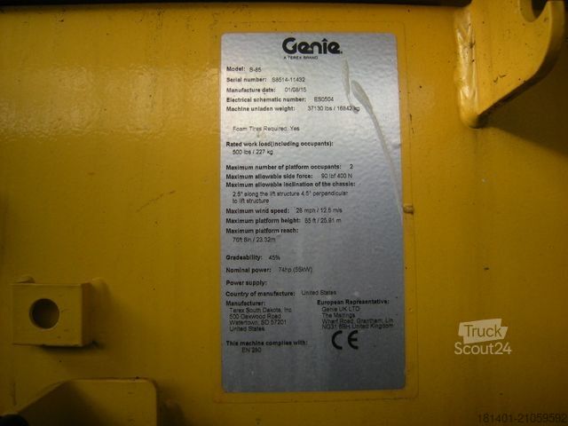 Werkplatform GENIE Arbeitsbühne Genie S-85, AH 28 m