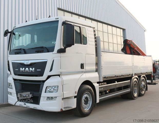 Ciężarówka z płaską platformą MAN TGX 26.400 6x2-4  Kran Palfinger + FUNK / RC