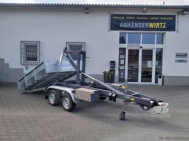 Autoprieves Vezeko KONOS Muldenkipper und Hakenlift Container Anhänger 3500kg mit Mulde direkt verfügbar