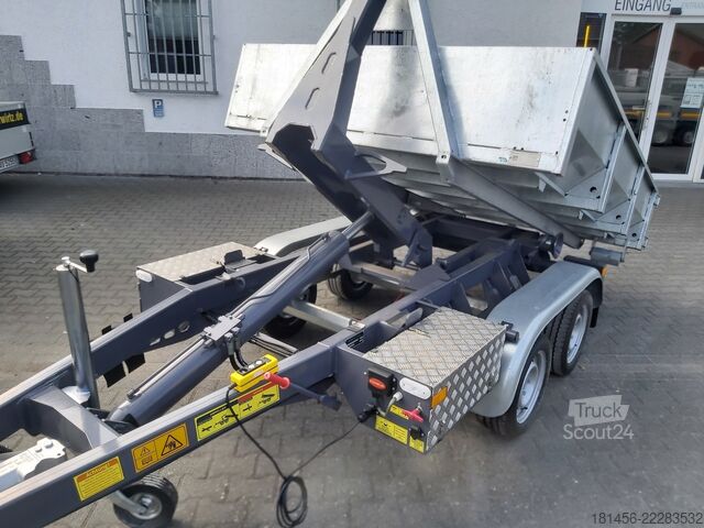 Autoprieves Vezeko KONOS Muldenkipper und Hakenlift Container Anhänger 3500kg mit Mulde direkt verfügbar