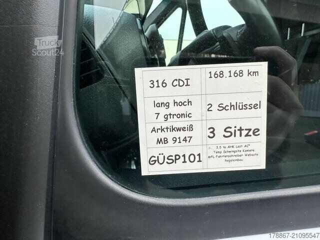 Furgoneta de caja alta Mercedes-Benz Sprinter 316 CDI RWD L2 3,5 to AHK FS Regal Schwingsitz